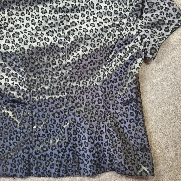 Vintage Jessica Howard 80's Cheongsam Style Leopard Print Satin Blouse - Picture 12 of 13